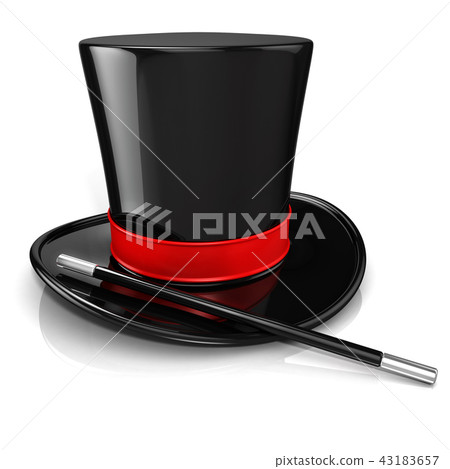 Magic hat and wand, 3D 43183657