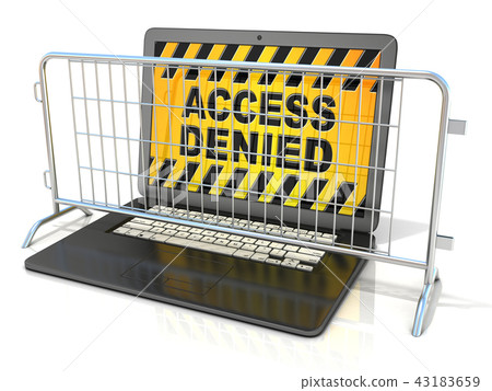 Black laptop with ACCESS DENIED sign on screen 43183659
