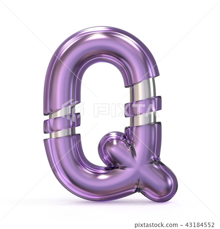 Purple gem with metal core font LETTER Q 3D 43184552