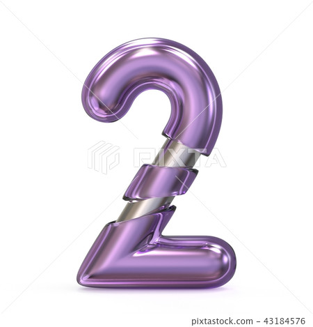 Purple gem with metal core font NUMBER 2 TWO 3D 43184576