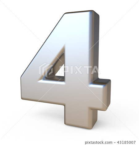 Metal font NUMBER FOUR 4 3D 43185007