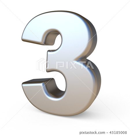 Metal font NUMBER THREE 3 3D 43185008