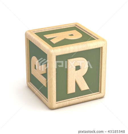 Letter R Wooden Alphabet Blocks Font Rotated 3d Stock Illustration