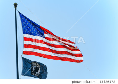 Star-striped American flag flutters Star-striped American flag flutters 43186378