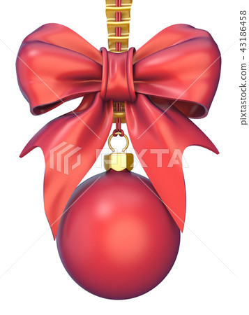 Red Christmas ball with ribbon and a bow 3D - Stock Illustration ...