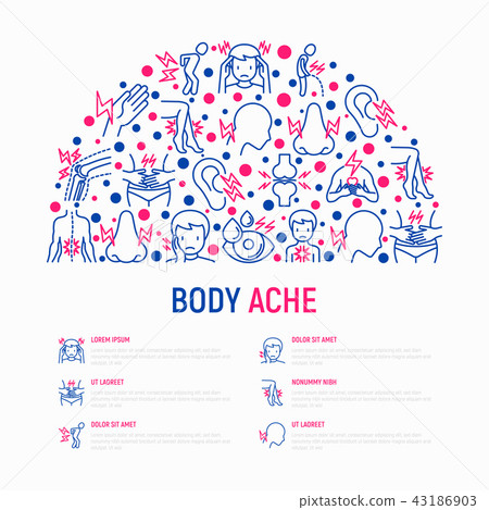 Body aches concept in half circle Body aches concept in half circle 43186903