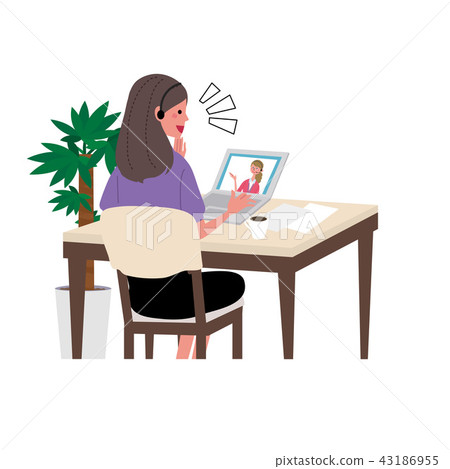 Female illustration English conversation online lesson Female illustration English conversation online lesson 43186955