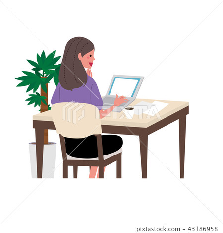 Illustration of a computer woman - Stock Illustration [43186958] - PIXTA