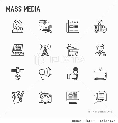 Mass media thin line icons set 43187432