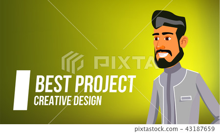Arab Man Banner Vector. Young Saudi Arabic Man. Middle Eastern People. For Postcard, Announcement Arab Man Banner Vector. Young Saudi Arabic Man. Middle Eastern People. For Postcard, Announcement 43187659