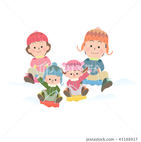Snow sled play with family 43188917