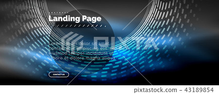 Neon glowing techno lines, hi-tech futuristic abstract background template with circles, landing 43189854