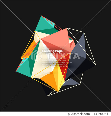 Polygonal geometric design, abstract shape made of triangles, trendy background 43190051