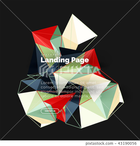 Polygonal geometric design, abstract shape made of triangles, trendy background 43190056