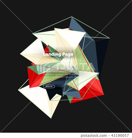 Polygonal geometric design, abstract shape made of triangles, trendy background 43190057