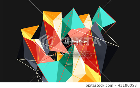 Polygonal geometric design, abstract shape made of triangles, trendy background 43190058