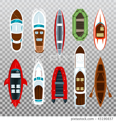 Fisherman boats and wooden sailboat with paddles 43190837