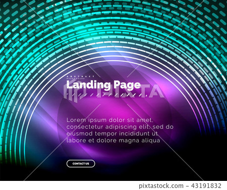 Neon glowing techno lines, hi-tech futuristic abstract background template with circles, landing Neon glowing techno lines, hi-tech futuristic abstract background template with circles, landing 43191832