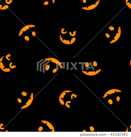 Pumpkin faces glowing on dark background. Seamless pattern. Pumpkin faces glowing on dark background. Seamless pattern. 43192561