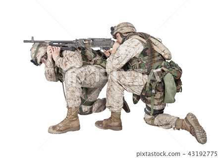 Marines shooting with machine gun studio shoot 43192775