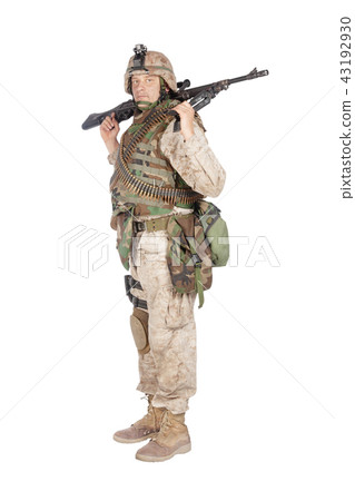 Soldier with machine gun isolated studio shoot 43192930