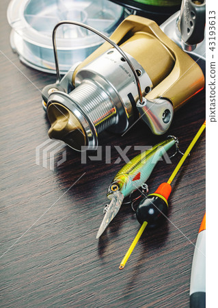 Tackle for fishing rods closeup Tackle for fishing rods closeup 43193613