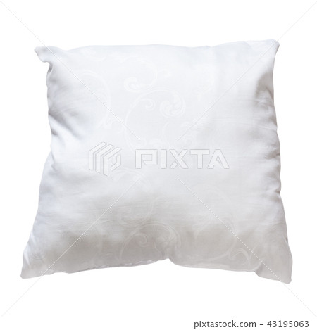 top view of used white pillow isolated 43195063