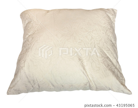 used creamy colour pillow isolated on white 43195065