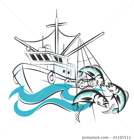 Fishing boat with catch 43195511