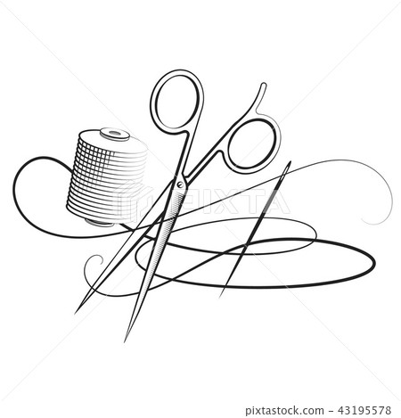 Scissors and needle with thread Scissors and needle with thread 43195578
