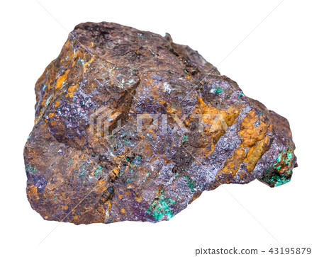 Cuprite and Malachite in Limonite rock isolated 43195879