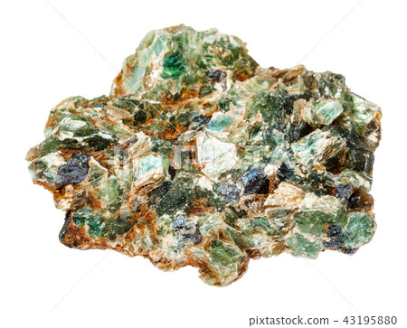 green beryl crystals in raw rock isolated 43195880