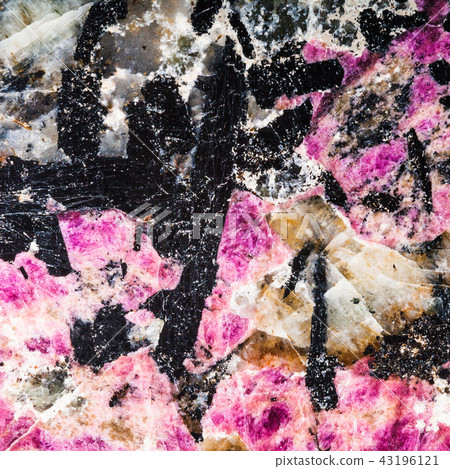 square background from eudialyte and aegirine rock 43196121