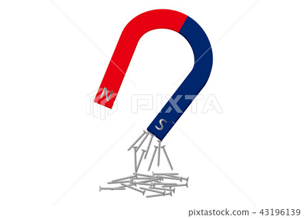 Illustration of nail and U-shaped magnet | Magnetic | Vector data | Magnet illustration 43196139