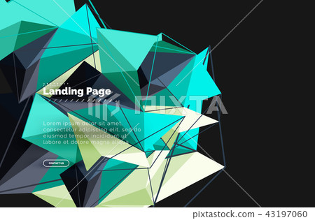 Polygonal geometric design, abstract shape made of triangles, trendy background 43197060
