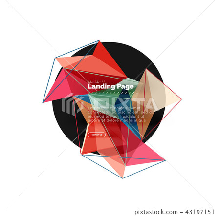 Vector 3d triangle abstract background, polygonal geometric design 43197151