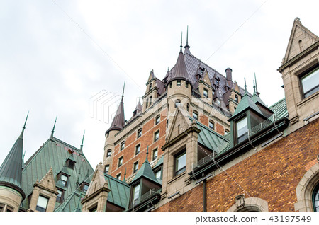 Frontenac castle and modern buildings in Quebec ci 43197549