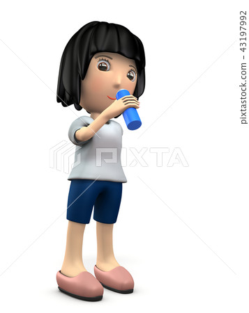 A young lady who takes a rest with hydration A young lady who takes a rest with hydration 43197992