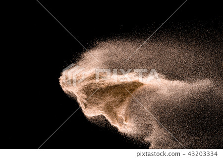 Dry river sand explosion.Sandy dust splashing. Dry river sand explosion.Sandy dust splashing. 43203334