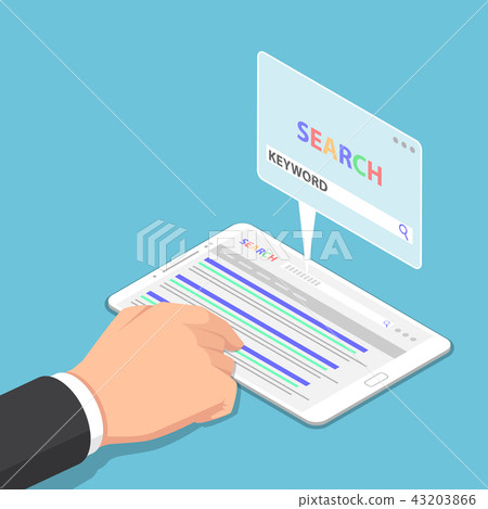 Businessman hand use tablet to searching keyword Businessman hand use tablet to searching keyword 43203866