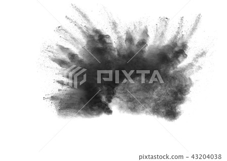 Black powder explosion against white background. 43204038