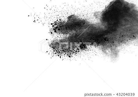 Black powder explosion against white background. 43204039