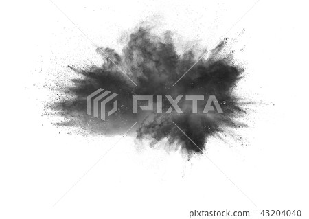 Black powder explosion against white background. 43204040