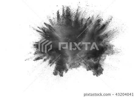 Black powder explosion against white background. 43204041