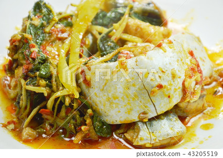 spicy fried striped catfish with herb and curry  43205519