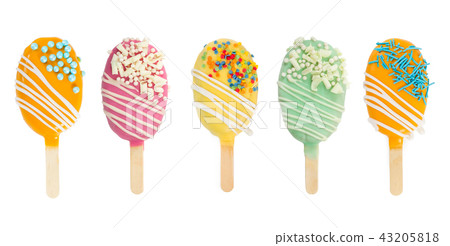 Set of different cake pops in form of ice cream  43205818