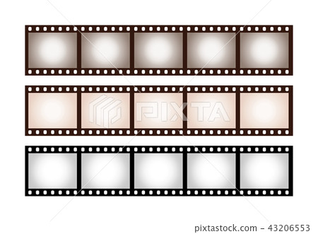 Three vintage stripes of five frames of 35 mm film Three vintage stripes of five frames of 35 mm film 43206553