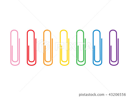 Seven paper clips of rainbow colors Seven paper clips of rainbow colors 43206556