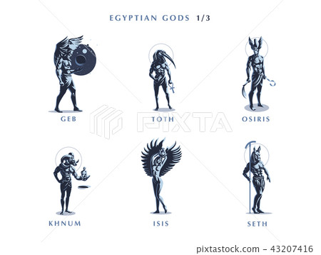 Egyptian gods. Set  of vector emblems. 43207416