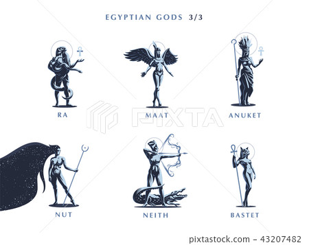 Egyptian gods. Set of vector emblems. Egyptian gods. Set of vector emblems. 43207482